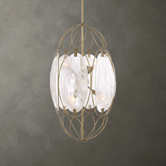 6 Light Glass Panel Pendant