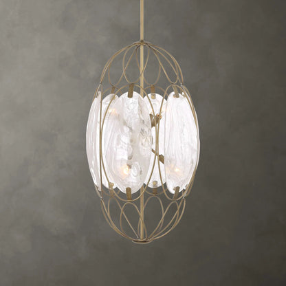6 Light Glass Panel Pendant