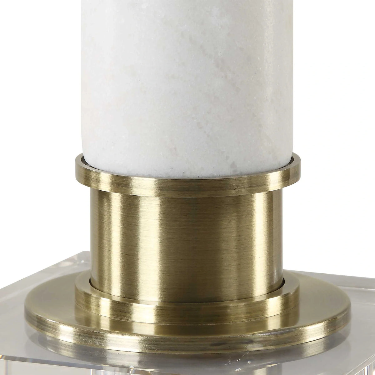 White Marble Column Table Lamp
