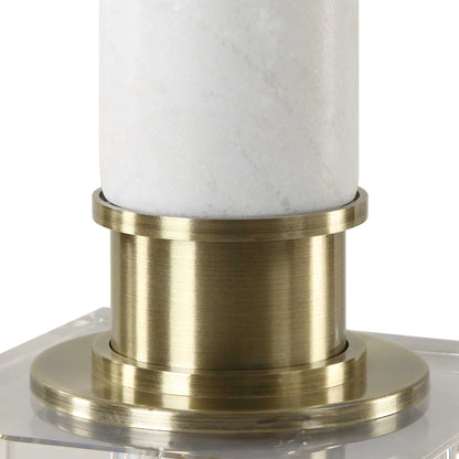 White Marble Column Table Lamp