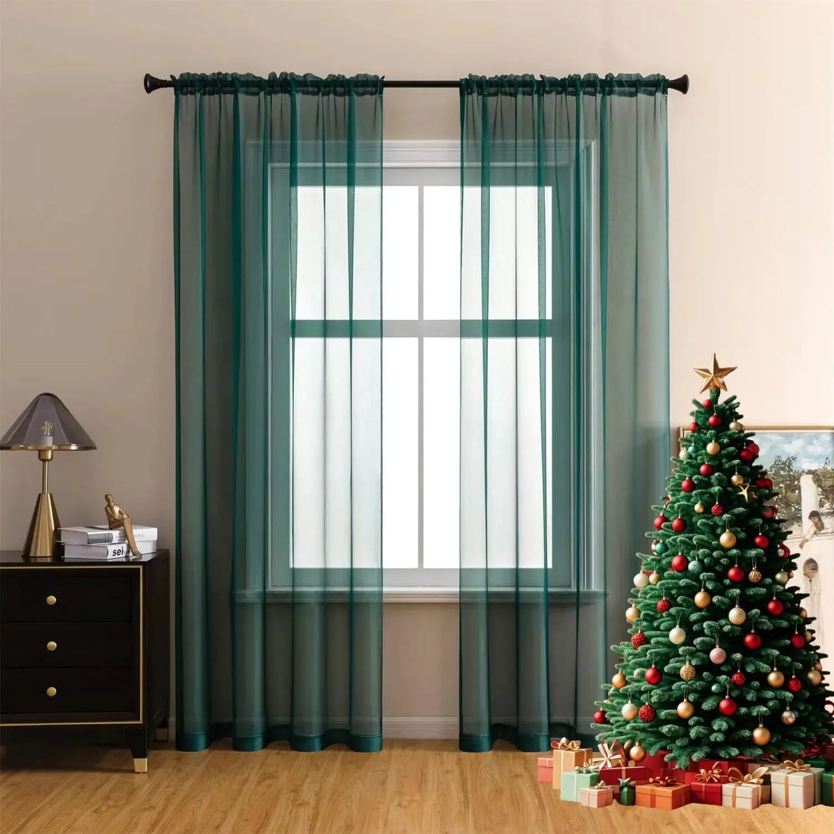 Sheer Curtains for Soft Light Filtering - 2 Rod Pocket Panels in Natural Style for Any Room