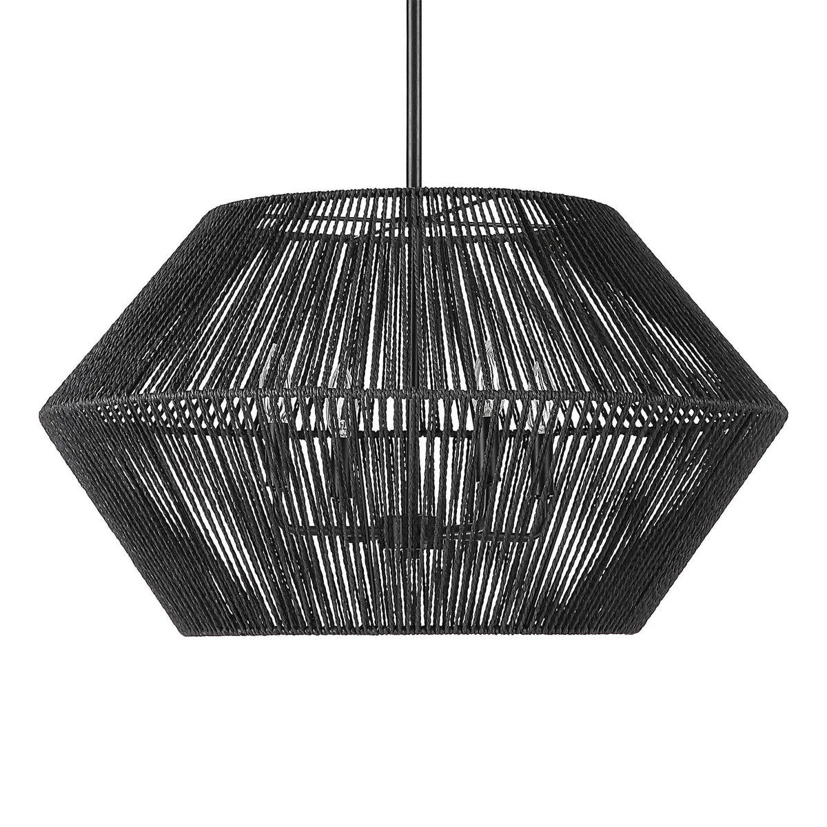 4-Light Black Rope Pendant