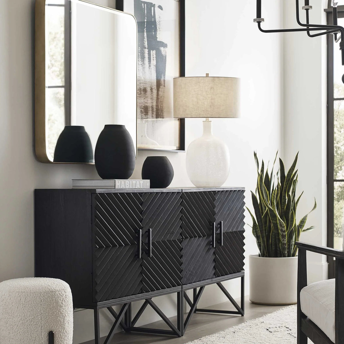 Matte Black Glass Vases, Set of 3