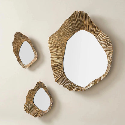 Z Gallerie Cara Cluster Trio Wall Mirror | Set of 3 Hand-Forged Iron Mirrors in Antiqued Gold | Sculptural Wall Décor