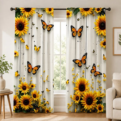 2Pc Sunflower Curtains