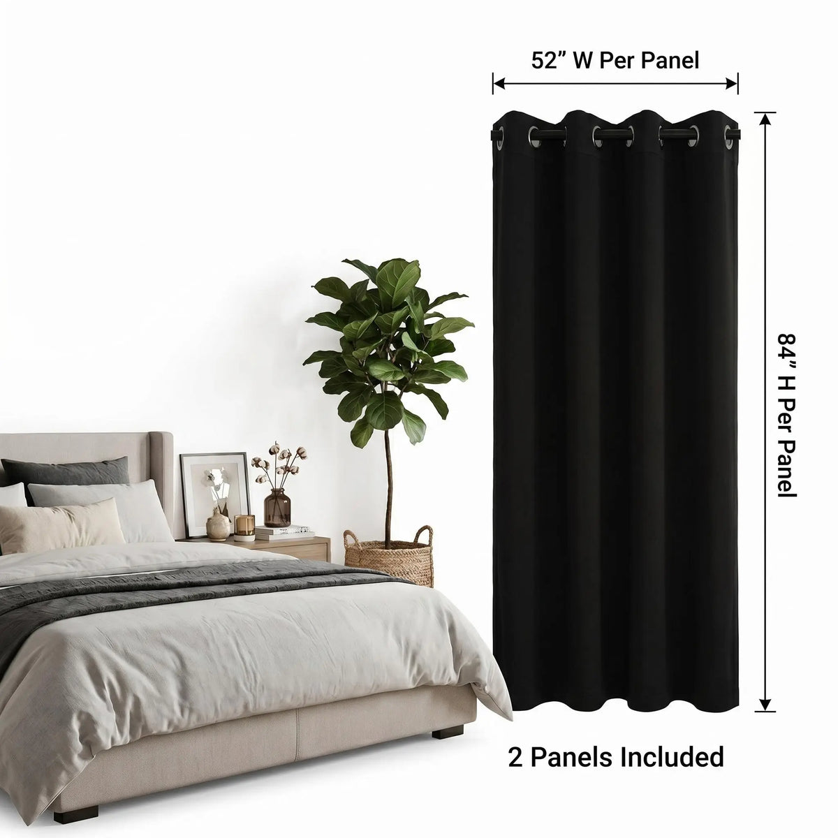 2-Panel 52"x84" Grommet Blackout Curtains - Thermal Insulated, Noise Reducing Drapes for Comfort in Your Bedroom or Living Room