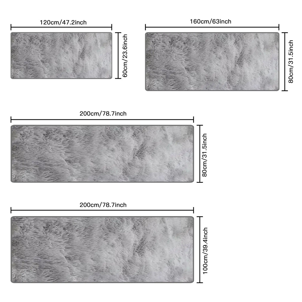 Nordic Long Pile Soft Rug | Plush Bedside, Window Seat & Floor Runner | Grey, Black or Off-White in Four Sizes