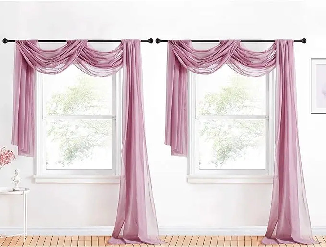Nicetown 216-Inch Extra Long Sheer Voile Window Scarves - Set of 2 Soft Curtains for Home Decor and Event Styling