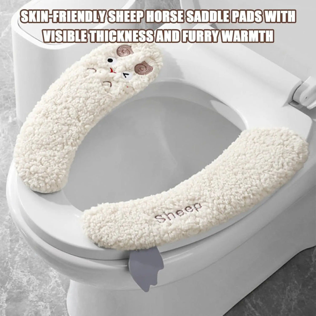 Cartoon Toilet Seat Cushion Set - Universal Beige Covers with Handle Sticker