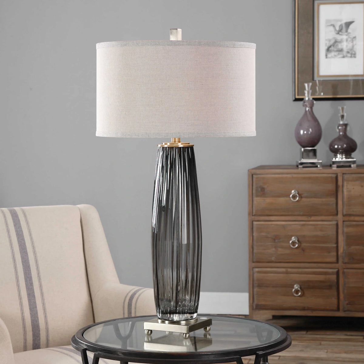 Gray Glass Table Lamp