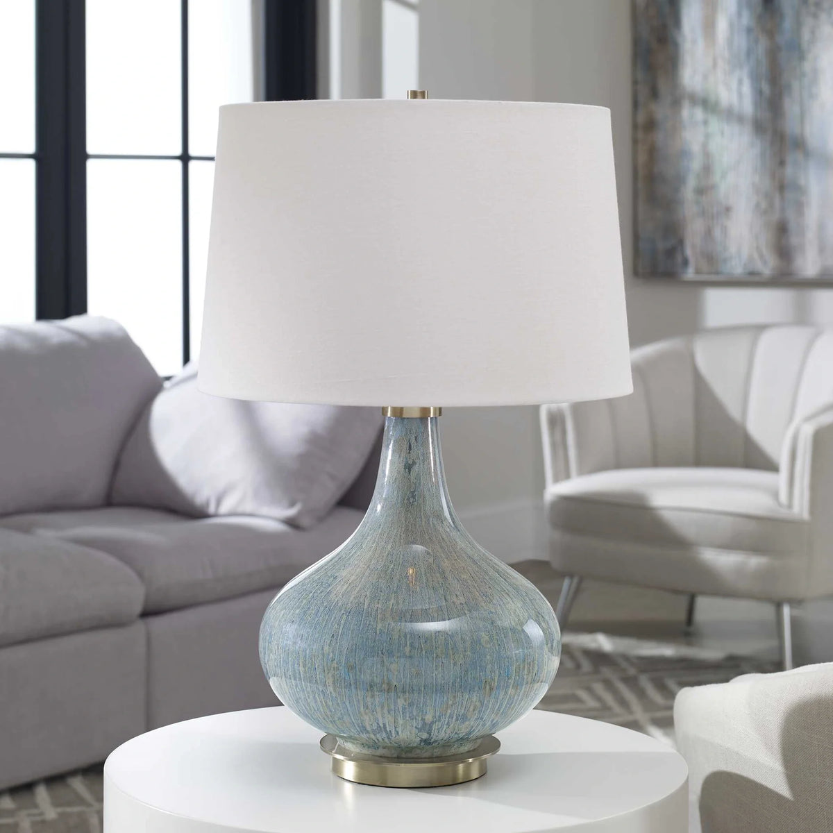 Blue Gray Glass Lamp