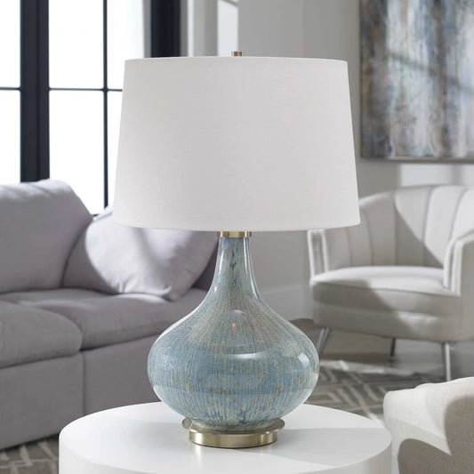 Blue Gray Glass Lamp
