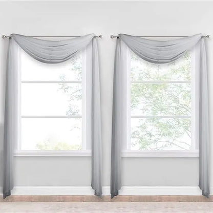 Nicetown 216-Inch Extra Long Sheer Voile Window Scarves - Set of 2 Soft Curtains for Home Decor and Event Styling