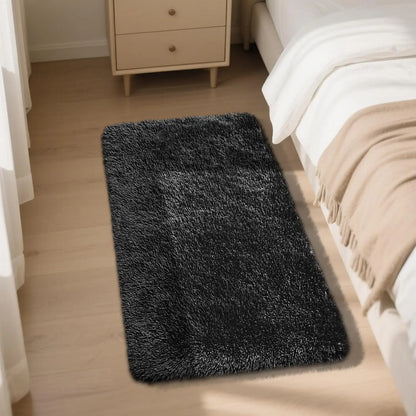 Black Fluffy Shag Area Rug - 2x4 Soft and Throw Rug for Bedroom, Living Room, and Kids' Rooms