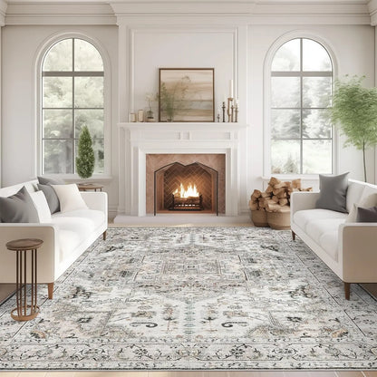 Transform Your Space with the Art&Tuft Vintage Anti-Dust Area Rug - Large, Non-Slip, Machine Washable, and Stain-Resistant for Cozy Indoor Living