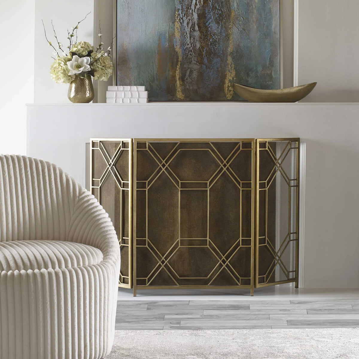 Gold Fireplace Screen