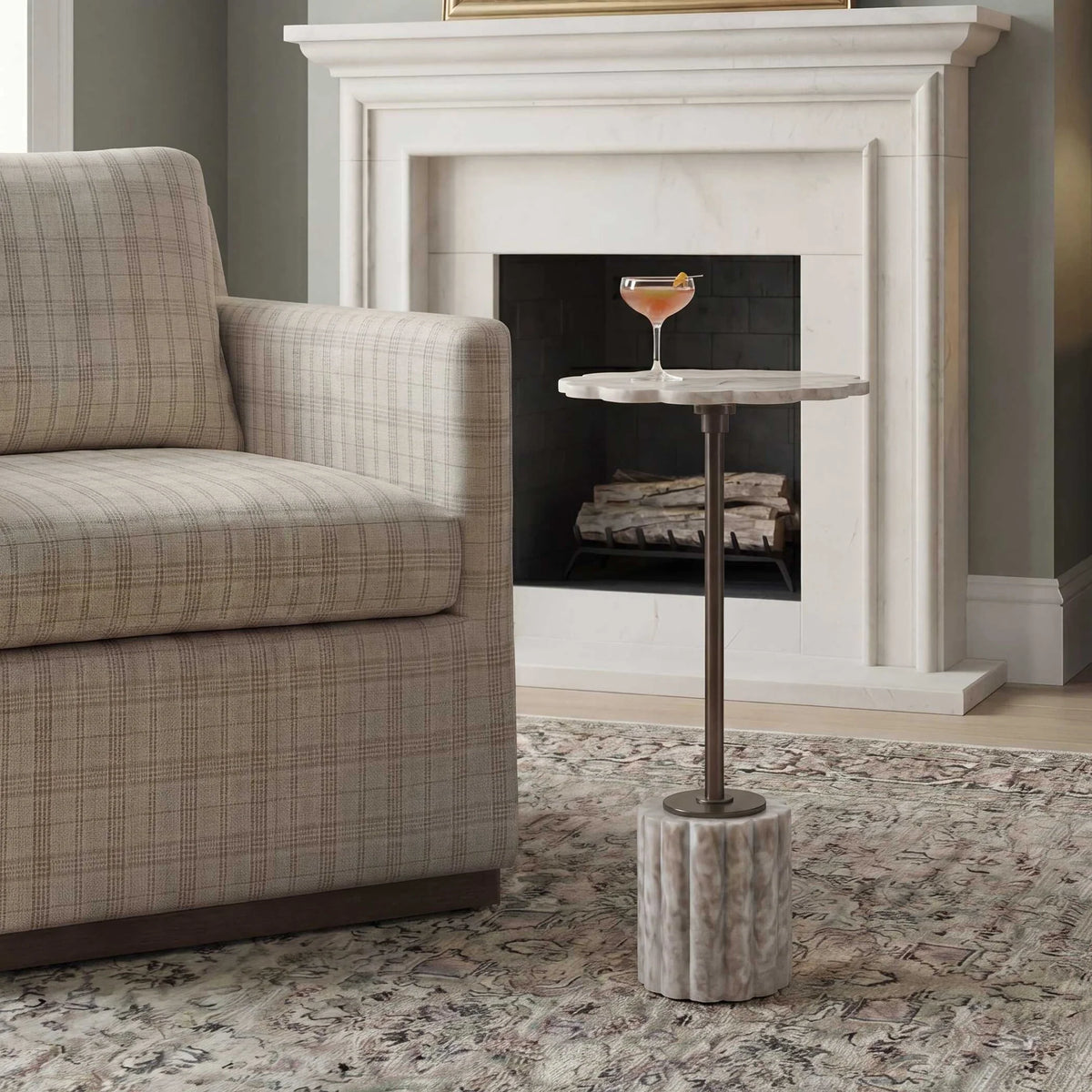 Scalloped Marble Drink Table