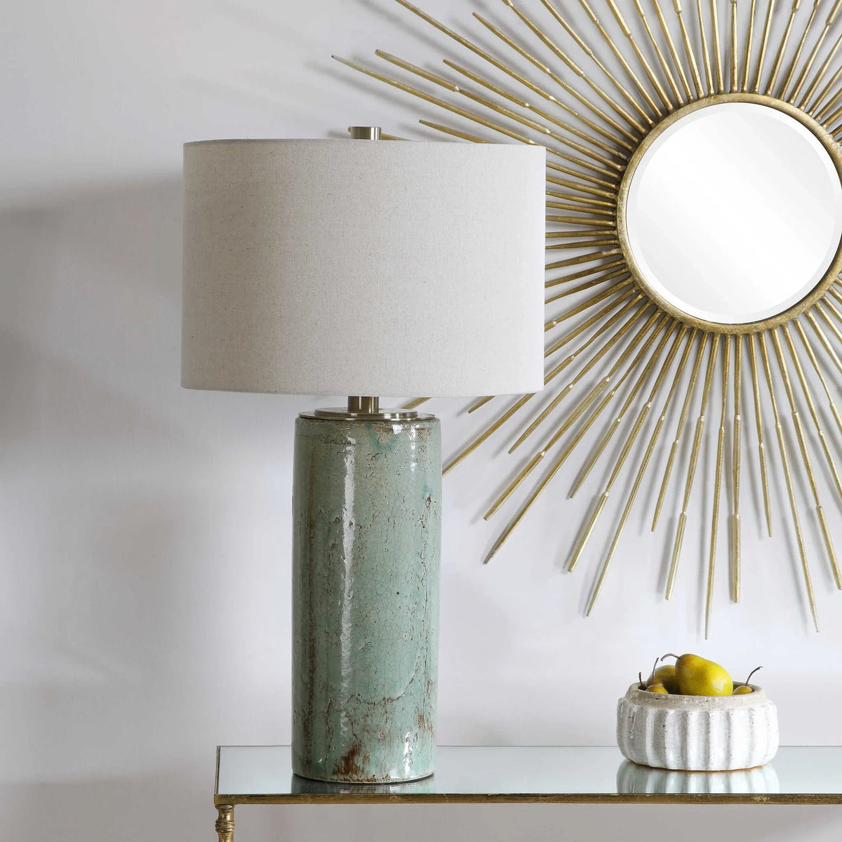 Crackled Aqua Table Lamp