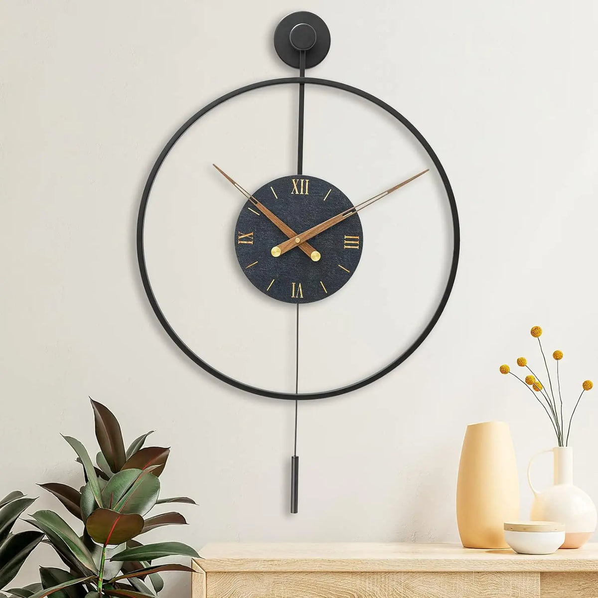 Elevate Your Space with Our Large Modern Pendulum Wall Clock - A Stylish, Silent Timepiece for Home and Office Decor