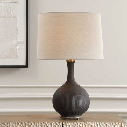Black Glaze Ribbed Table Lamp