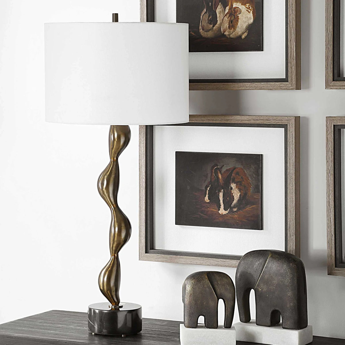 Sculptural Bronze Table Lamp