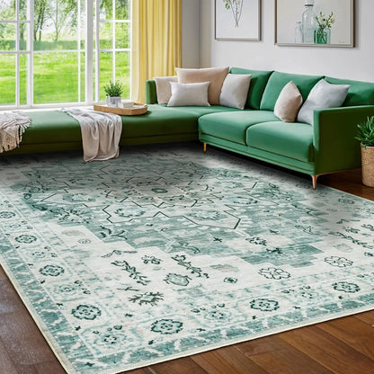 Shilucheng Boho Area Rug 9X12 Washable Rugs for Bedroom Low Piles Indoor Rugs, Non Slip Soft Rugs for Living Room, Foldable Pet Friendly Area Rugs,Summerwins,Back to School,Dorm Essentials,Home Decor,Home Essentials