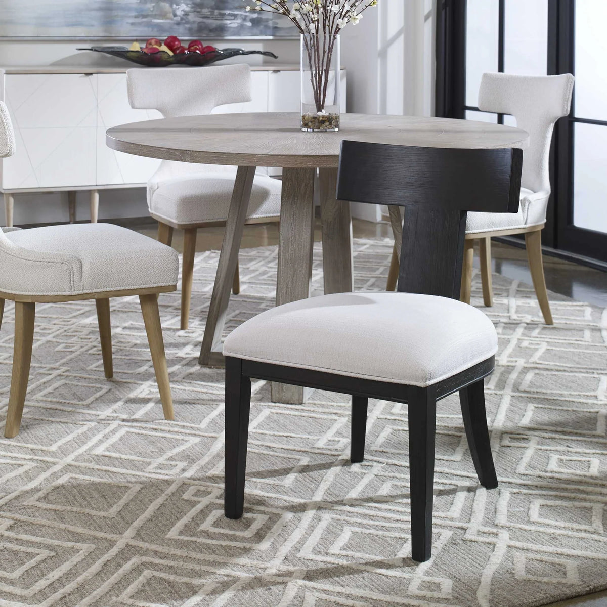 Oak Armless Accent Chair