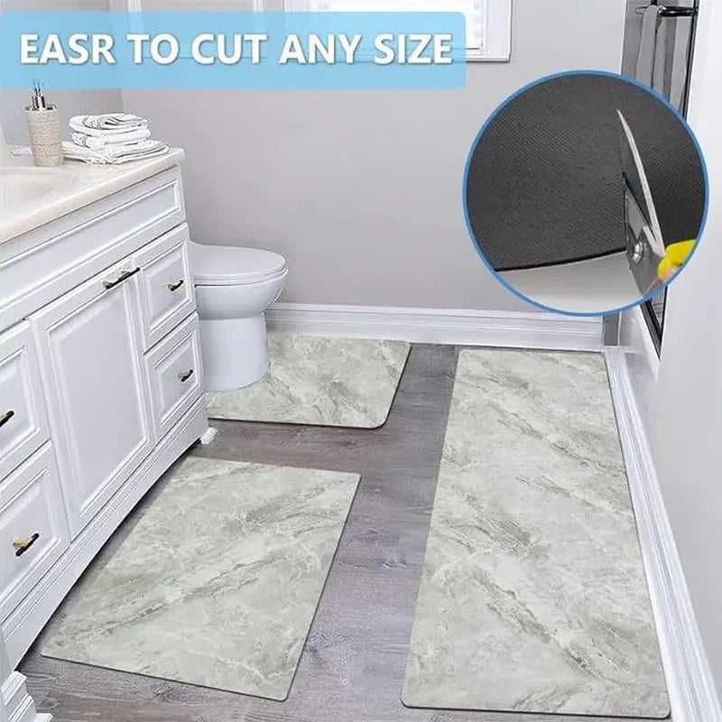 Quick-Dry Rubber Bath Mat | Nano-Porous Non-Slip Waterproof Backing, Cuttable to Fit | 4 Designs, 3 Sizes