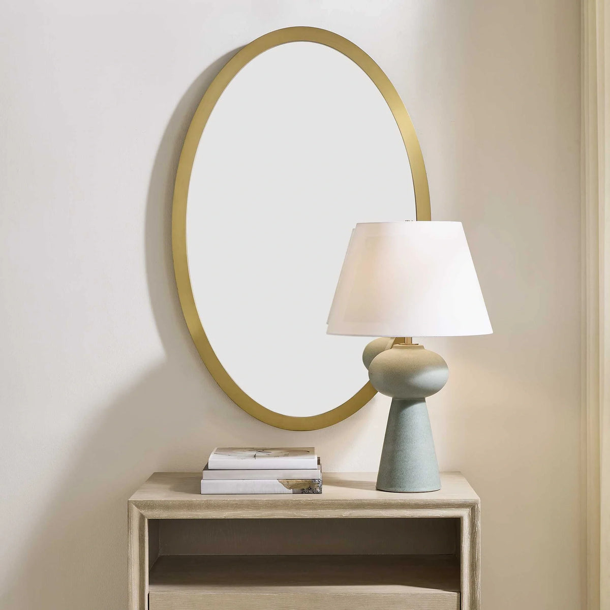 Antique Brass Oval Mirror