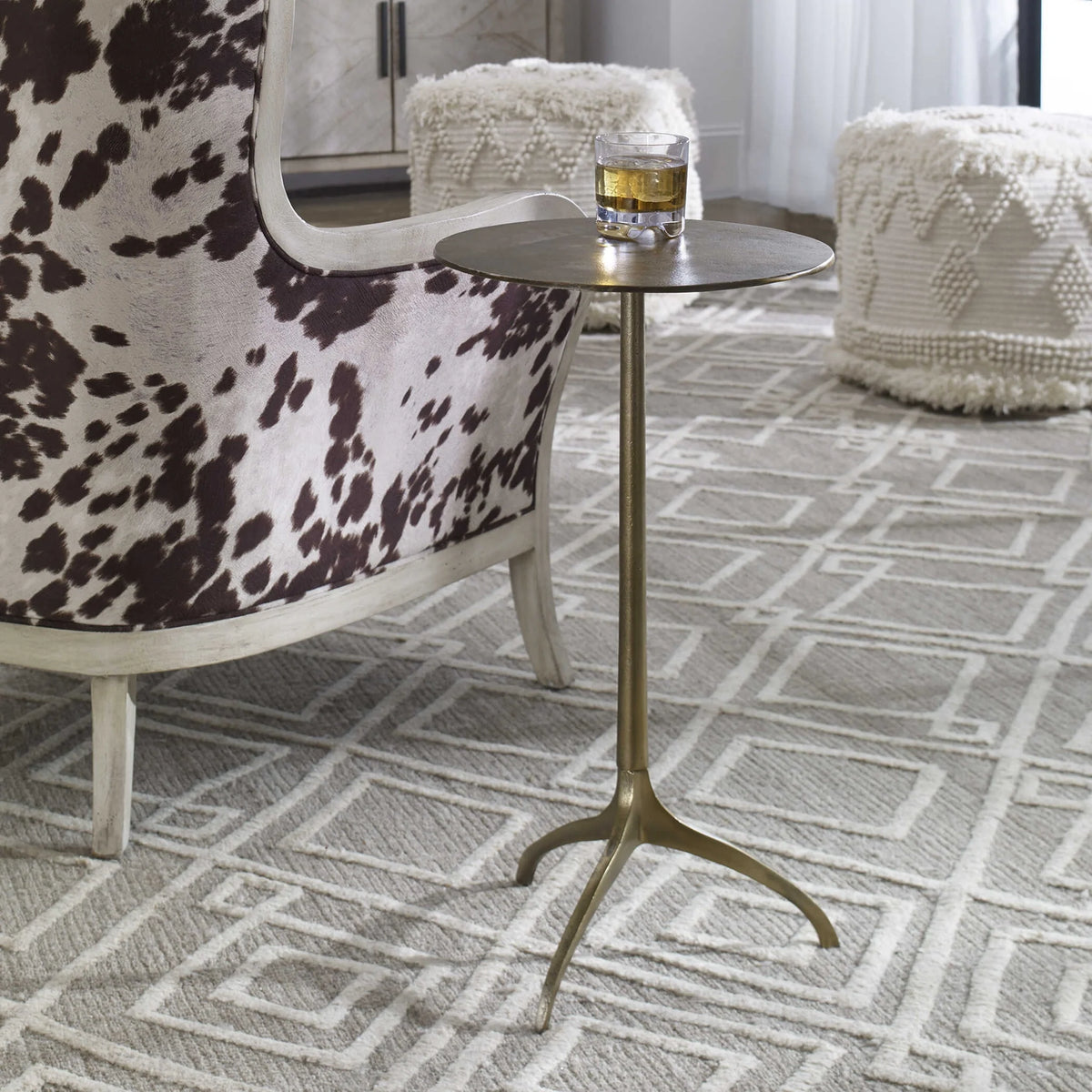 Industrial Brass Accent Table