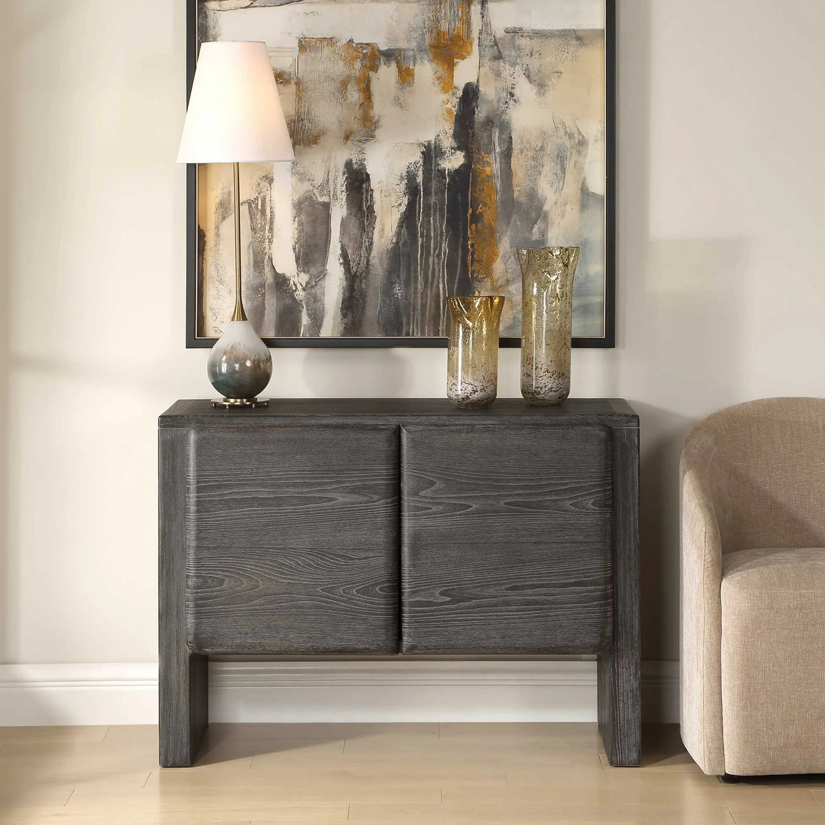 Dark Stain 2 Door Cabinet