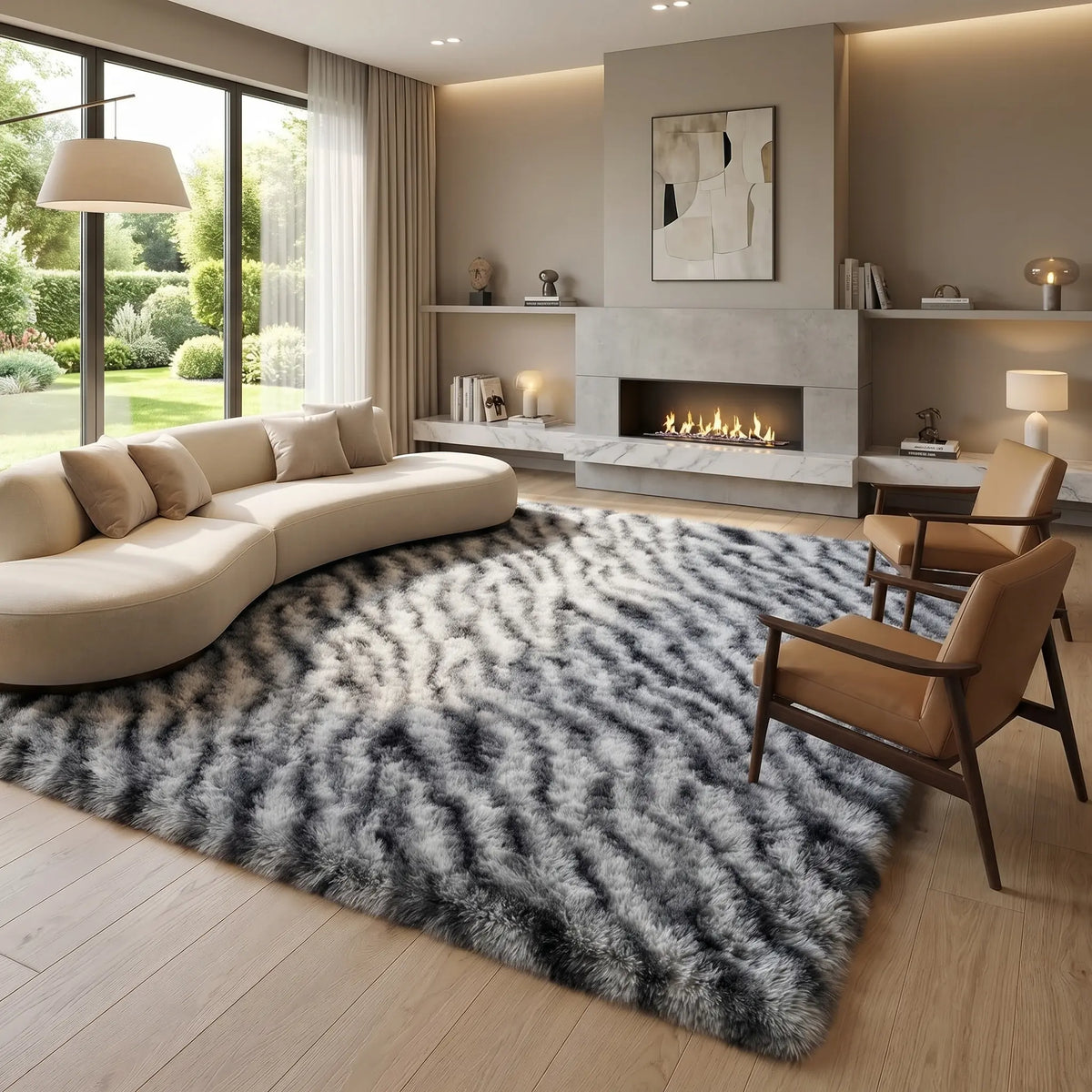 Indulge in Luxury: Black Soft Fluffy Shag Area Rug - Non-Slip, Anti-Fade, Perfect for Living Room & Bedroom Decor