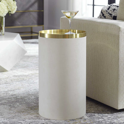 Brass & White Accent Table