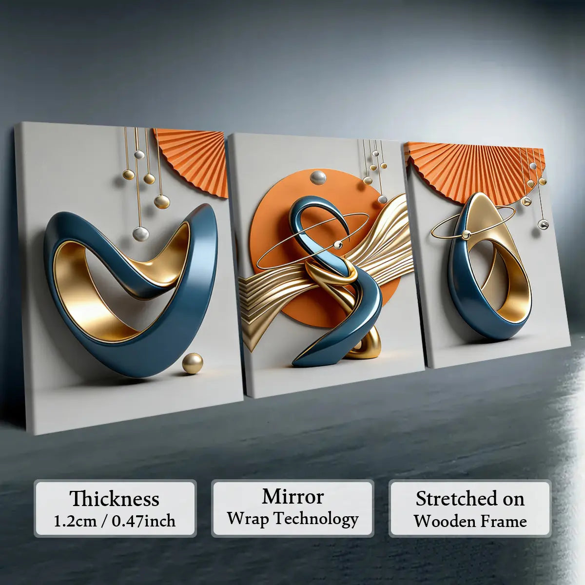 Elevate Your Space with Our 3-Piece Wooden-Frame Canvas Print Set – Stunning Geometric Pattern for Modern Home Decor!
