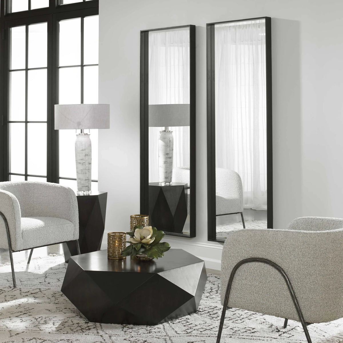 Oversized Black Rectangular Mirror