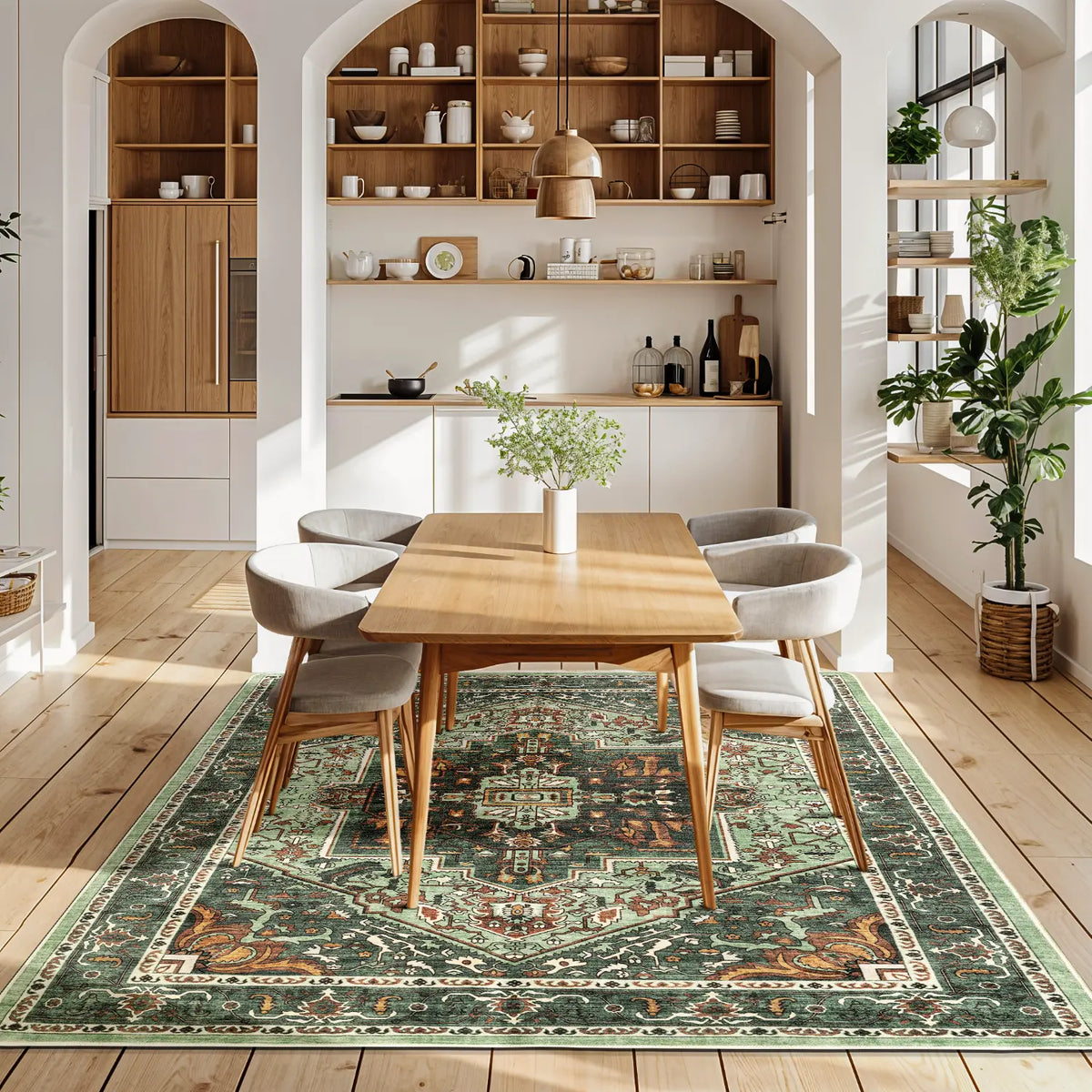 Neutral Vintage Washable Area Rug | Non-Slip, Machine Washable | Sizes 2×3 to 8×10