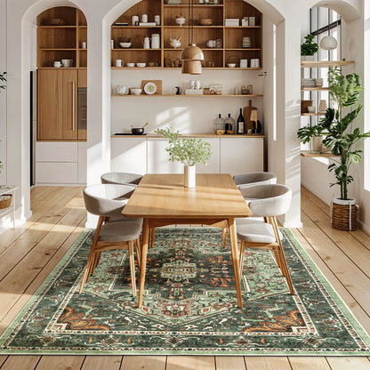 Neutral Vintage Washable Area Rug | Non-Slip, Machine Washable | Sizes 2×3 to 8×10