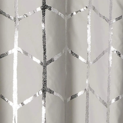 Raina Total Blackout Metallic Print Grommet Top Window Curtain Panel Thermal Insulated Light Blocking Drape for Bedroom Living Room and Dorm 1 Piece