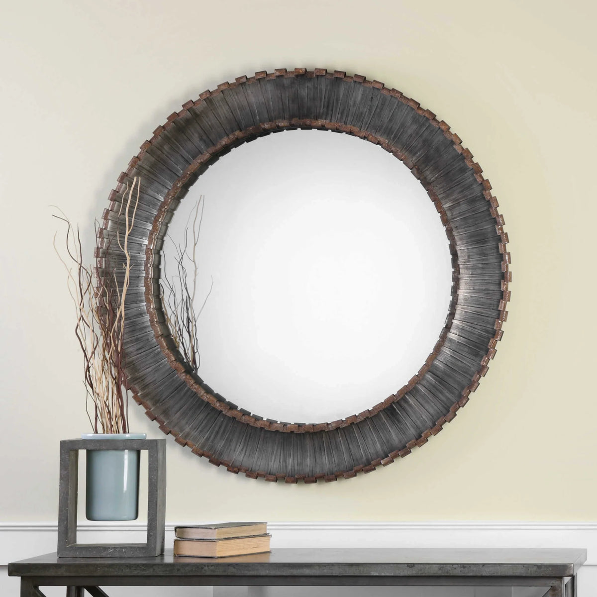 Silver Round Mirror