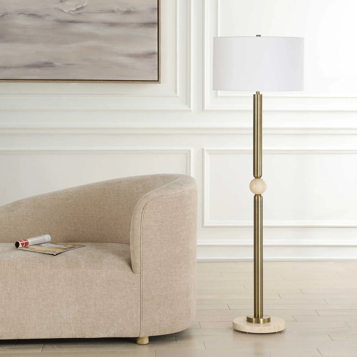 Gold Travertine Floor Lamp