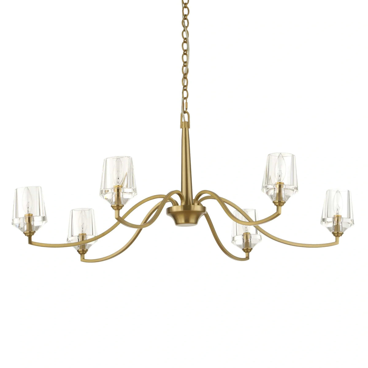 6 Light Brass Chandelier