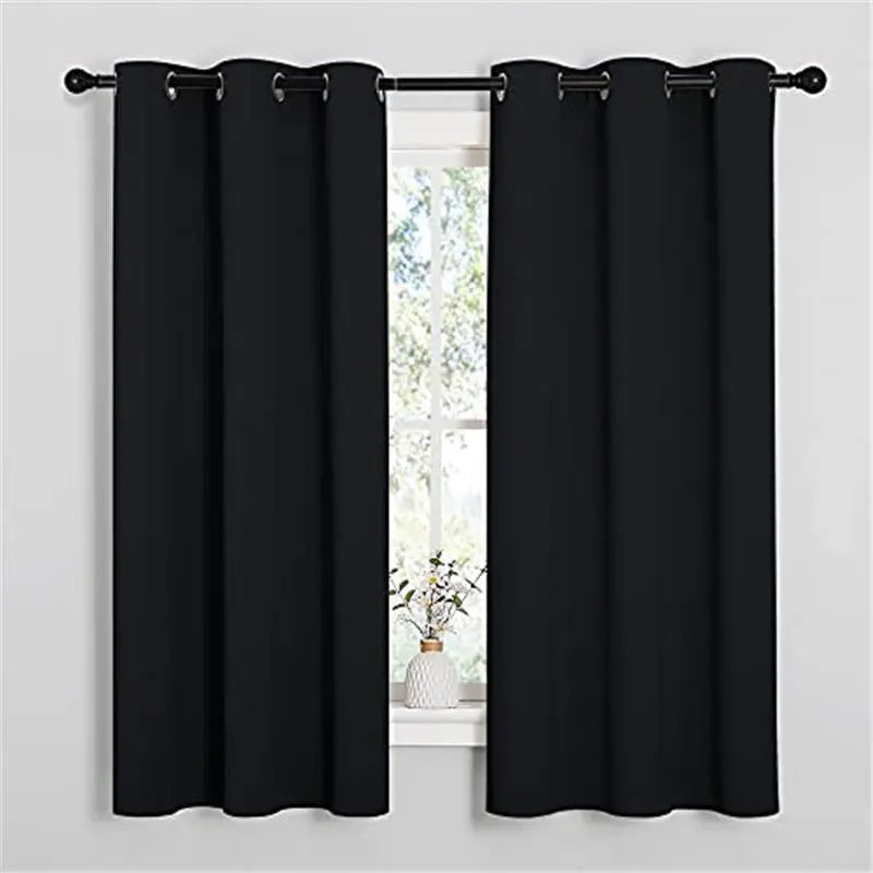 Blackout Drapes - 2 Panels, 42" x 63", Black Fabric