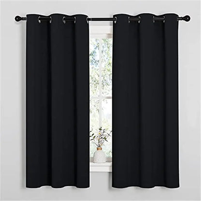 Blackout Drapes - 2 Panels, 42" x 63", Black Fabric