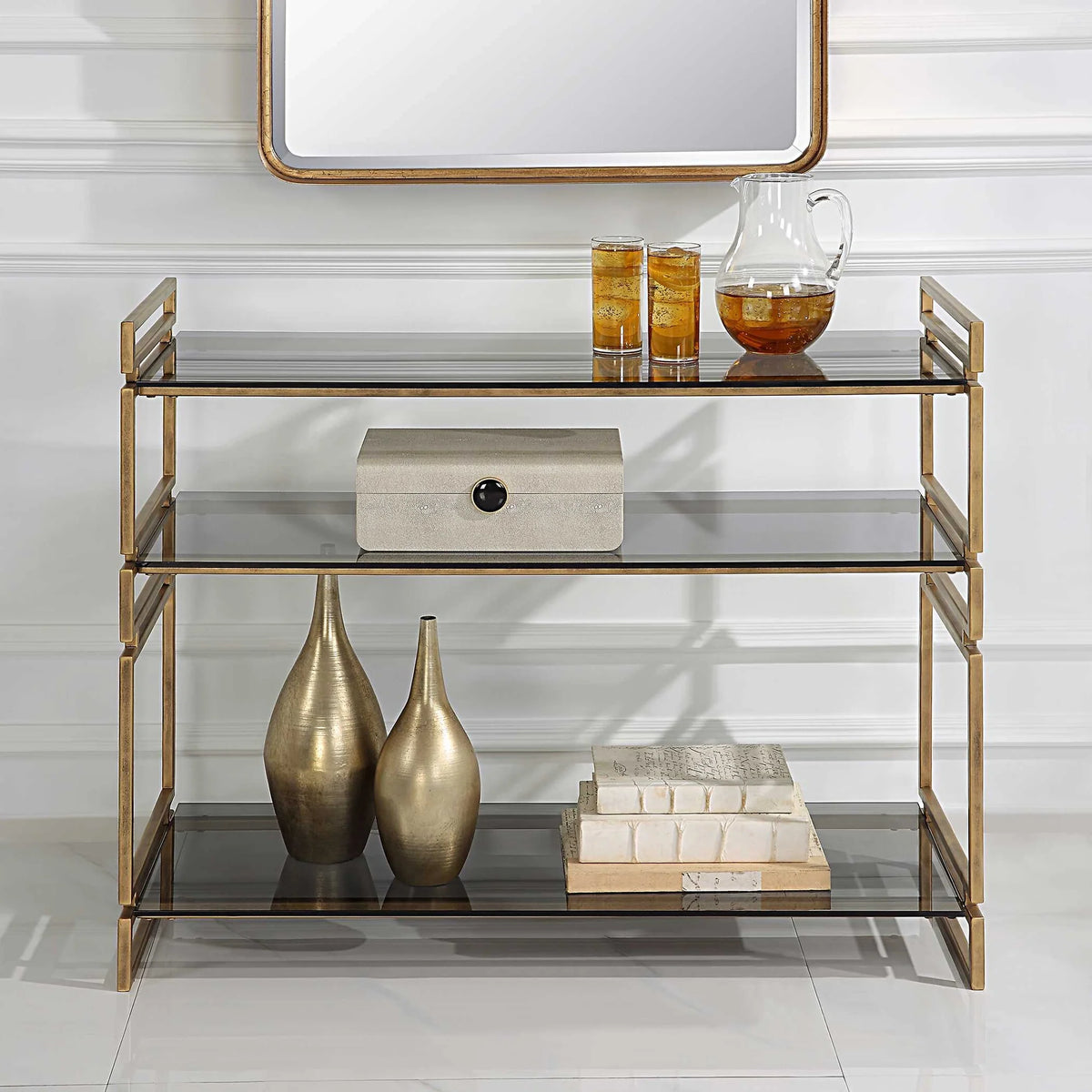 Gray Glass Console Table