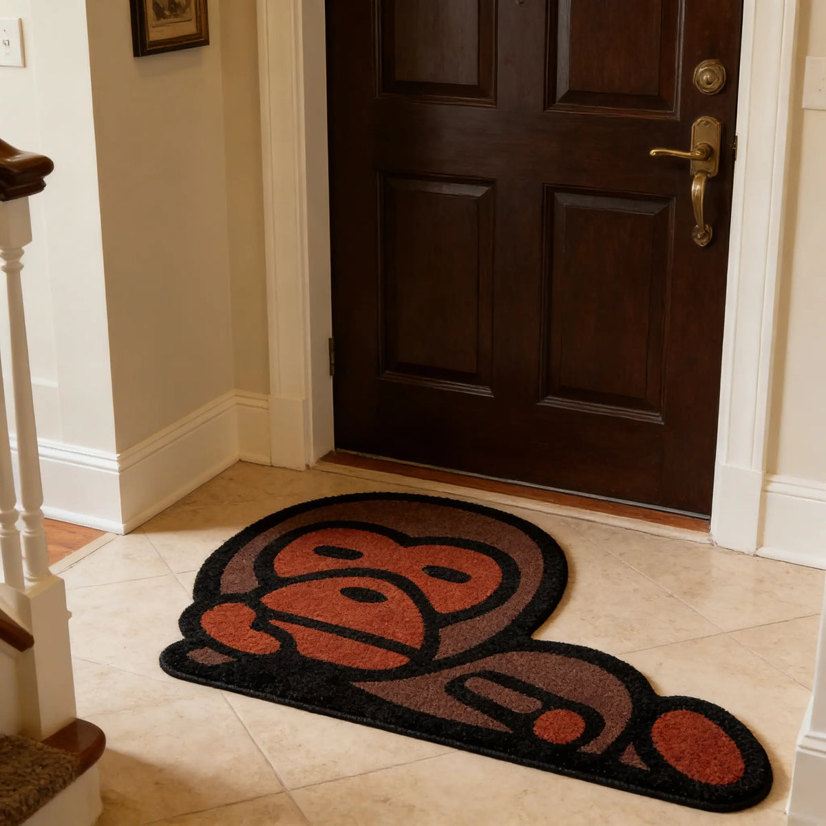 Irregular Cartoon Monkey Print Carpet - Soft Velvet Easy Clean Area Rug for Living Room & Bedroom Decor