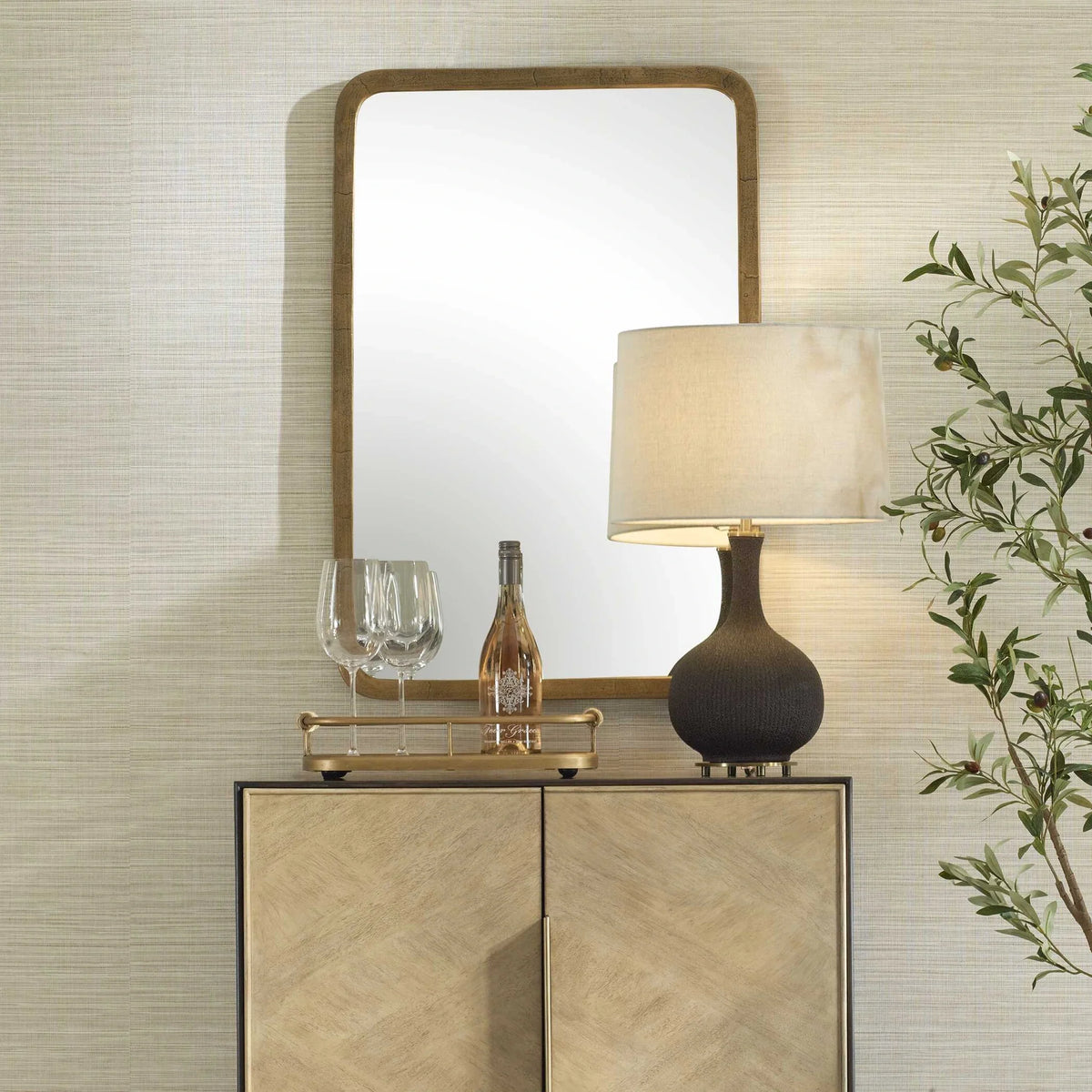 Antique Brass Mirror