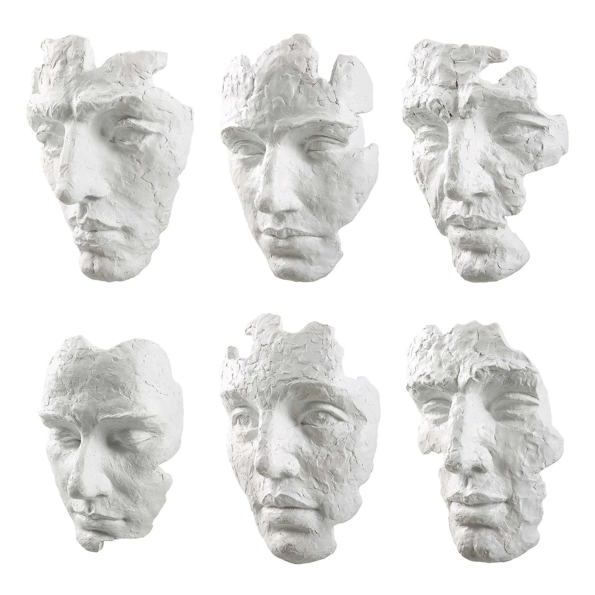 Sculptural Mask Wall Decor, Set of 6