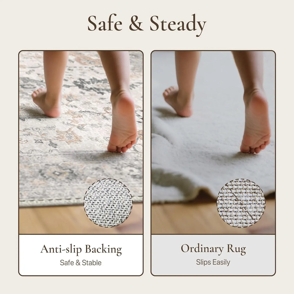 Mushroom Boho Floral Felt Rug - Fluffy, Non-Slip, and Machine Washable for Effortless Elegance