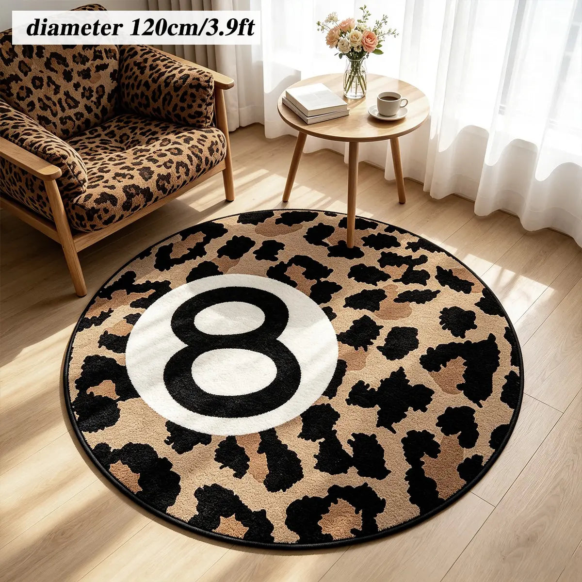 Vintage Leopard Print Round Rug | Non-Slip Backing, Machine Washable | Five Sizes, 1.6ft to 4.6ft