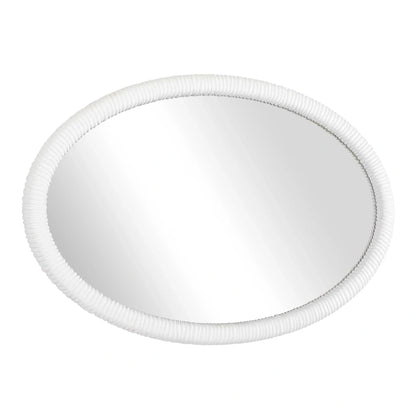 White Ribbed Oval Mirror